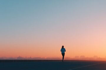 solitary runner pauses at sunrise on empty urban street capturing essence of global running day