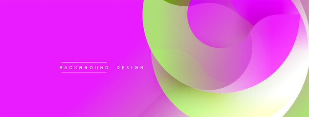 Abstract vibrant design features flowing shapes, gradients. Pink, green hues dominate composition. Modern aesthetic, suitable backgrounds.