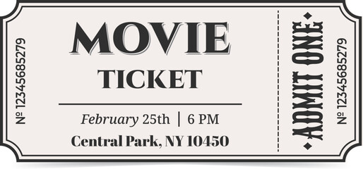 Retro ticket Movie. Admit one