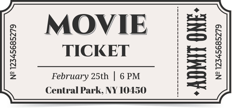 Retro ticket Movie. Admit one