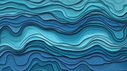 Fototapeta premium Abstract layered design featuring undulating blue tones.
