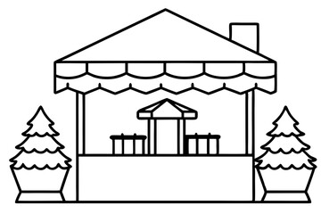 Obraz premium Holiday Market Stall Outline Drawing