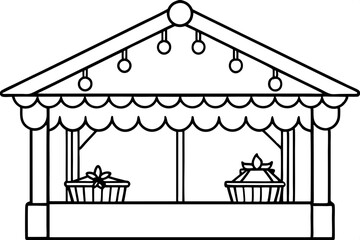 Obraz premium Holiday Market Stall Outline Drawing