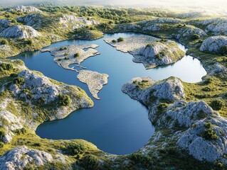 Breathtaking aerial perspective of geographical landmark shaped like the African continent.