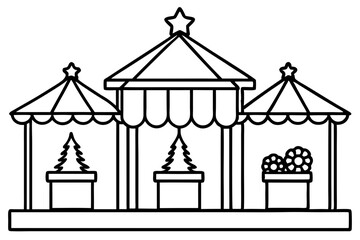 Obraz premium Holiday Market Stall Outline Drawing