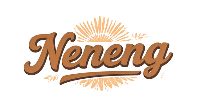 Neneng Name Typography in Warm Retro Style with Sunburst Accent