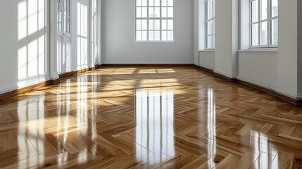 Obraz premium Polished hardwood herringbone flooring