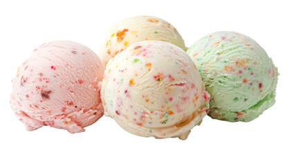 Set of Vibrant Ice Cream Scoops with Colorful Flavors

