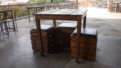 Wooden Table and Chairs – Rustic Outdoor or Indoor Furniture