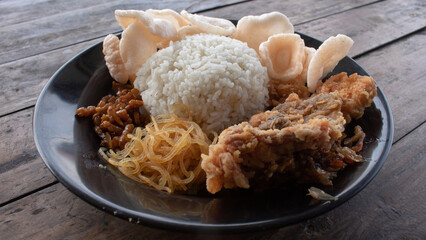 Spicy Crushed Fried Chicken with Rice – Indonesian Ayam Geprek