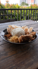 Spicy Crushed Fried Chicken with Rice – Indonesian Ayam Geprek