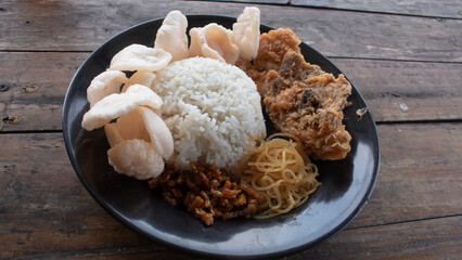 Spicy Crushed Fried Chicken with Rice – Indonesian Ayam Geprek