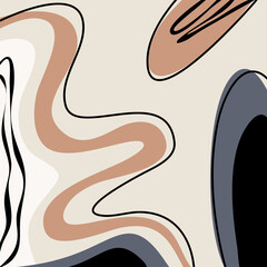 A painting with a wavy line and a few other shapes