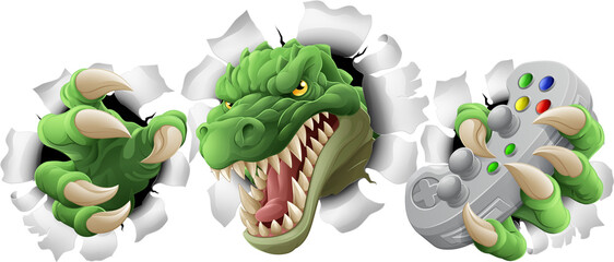 Crocodile Dinosaur Alligator Gamer Gaming Mascot © Christos Georghiou
