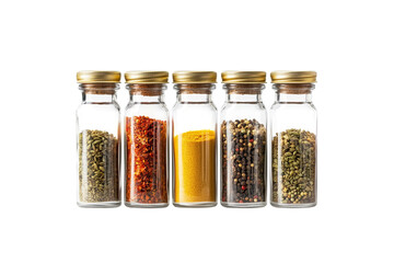 spice jars collection on transparent background