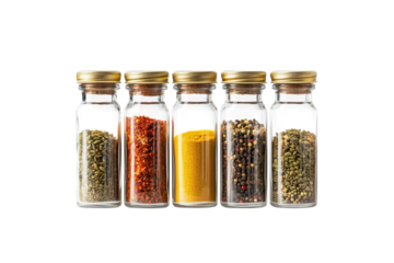 spice jars collection on transparent background