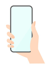 スマートフォンを持っている女性の手元のイラスト - 見る、写真を撮るなどスマホを使っている人物の素材