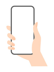 スマートフォンを持っている女性の手元のイラスト - 見る、写真を撮るなどスマホを使っている人物の素材