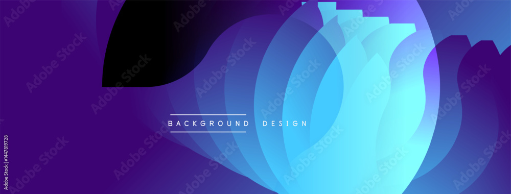 Aufkleber Abstract flowing shapes, vibrant blue purple gradient. Modern design element, dynamic composition, suitable background texture.