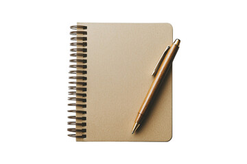 Spiral notebook with pen on transparent background