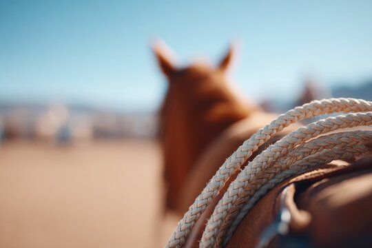 cowboy skillfully twirling lasso in action at cattle-winning event capturing thrilling moment as it loops in slow motion