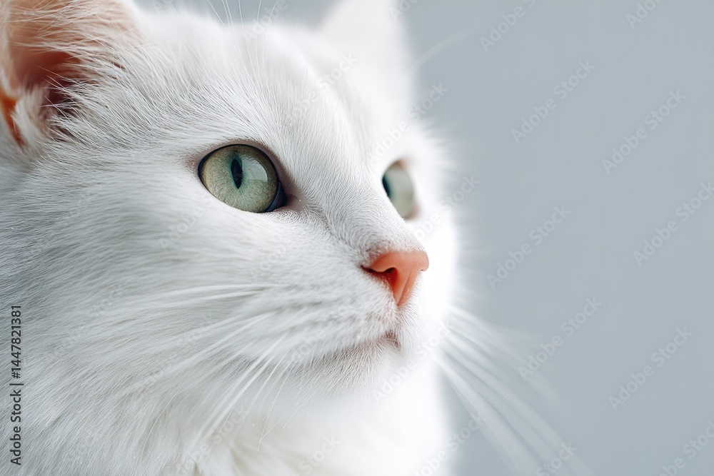 Poster isolated cat on clean white background with ample copy space for text or design elements