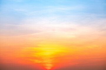 Beautiful , luxury soft gradient orange gold clouds and sunlight on the blue sky perfect for the background, take in evening,Twilight, Large size, high definition landscape photo