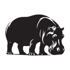 Clean hippopotamus silhouette vector created for professional branding visuals – hippopotamus silhouette – hippopotamus vector – hippopotamus illustration – silhouette of hippopotamus

