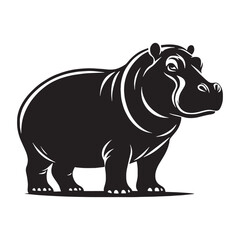 Signature hippopotamus silhouette vector ideal for professional digital assets – hippopotamus silhouette – hippopotamus vector – hippopotamus illustration – silhouette of hippopotamus

