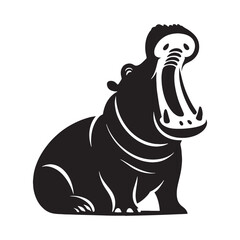 Refined hippopotamus silhouette vector crafted for sleek creative projects – hippopotamus silhouette – hippopotamus vector – hippopotamus illustration – silhouette of hippopotamus

