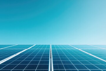 solar panel array under clear blue sky minimalistic close-up with ample copy space