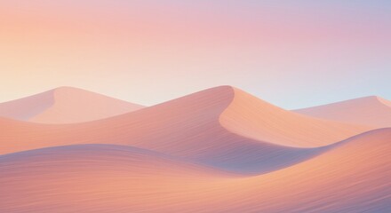 Serene Desert Landscape - Gentle, pastel-colored sand dunes at sunset, creating a peaceful and tranquil scene. Ideal for backgrounds, websites, or travel