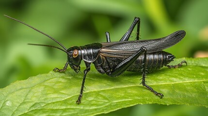 Fototapeta premium Black insect on a leaf