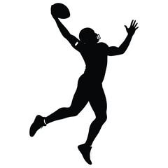 Silhouette of American Football Player Making a Catch