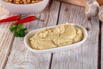 Natural organic homemade chickpea hummus