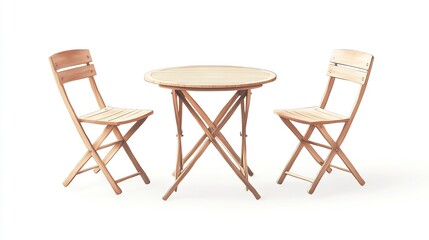 Wooden folding chairs and round table set.