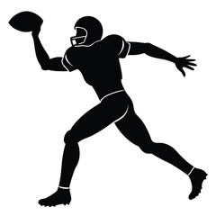 American Football Player Silhouette Dynamic Action Pose
