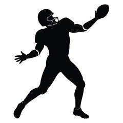 American Football Player Silhouette Dynamic Action Pose