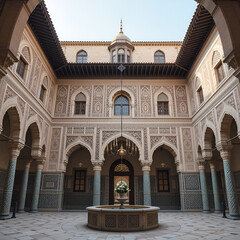 Fototapeta premium Delicate decoration at the courtyard of bou inania madrasa