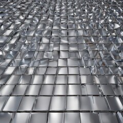 Reflective silver geometric grid, polished metallic texture,  wall,  abstract