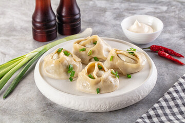 Uzbek cuisine - staffed Manti with meat