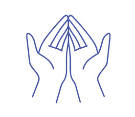 Hands in prayer position symbolizing peace and mindfulness  