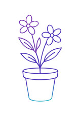 Outline of a potted flower illustration in vibrant colors  