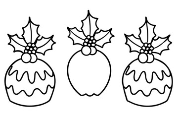 Festive Pudding Line Art Illustration
