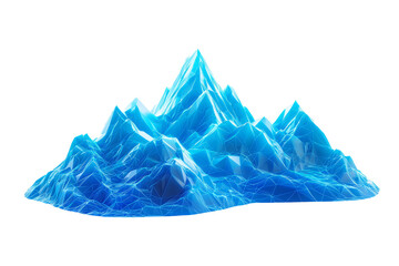Mountain range with glowing blue lines tracing its peaks, low poly on a white background