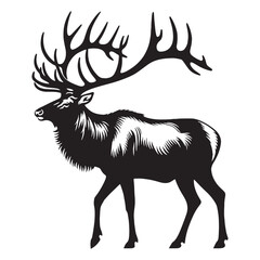 Bold-edged elk silhouette vector ideal for striking digital visuals – elk silhouette – elk vector – elk illustration – silhouette of elk

