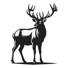 Refined elk silhouette vector created for sleek brand identity – elk silhouette – elk vector – elk illustration – silhouette of elk

