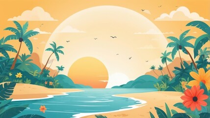 Obraz premium summer landscape with sun