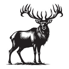 Signature elk silhouette vector created for unique branding concepts – elk silhouette – elk vector – elk illustration – silhouette of elk

