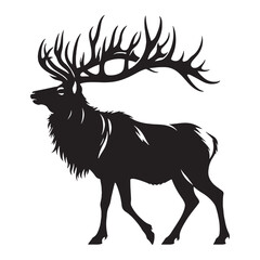High-contrast elk silhouette vector perfect for dynamic design projects – elk silhouette – elk vector – elk illustration – silhouette of elk

